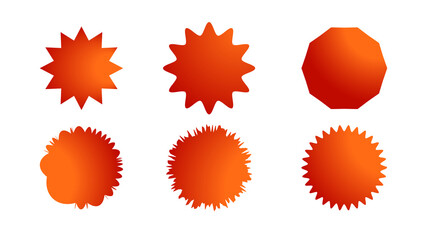 Vibrant collection of orange starbursts, sunbursts, and geometric shapes, ideal for bold design, branding, and expressive art visuals.