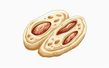 Cross section seed showing veins, isolated for biology educational use