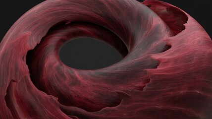 Abstract Red Torus with Flowing Texture Digital Artwork and Modern Design Concept