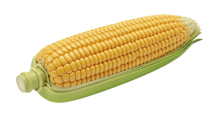 Isolated ear of corn on husk, an agricultural ingredient for making many food products