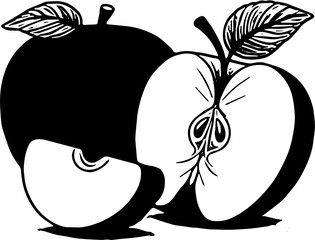 black and white apple vector
