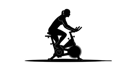 Woman cycling vigorously on stationary bike, embodying fitness and active lifestyle goals
