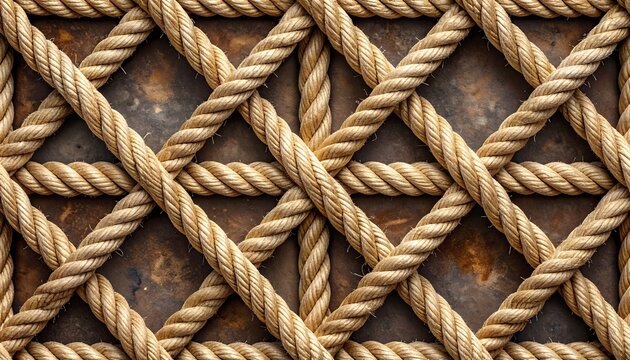 Interwoven Rope Knot Pattern Background, Nautical Seamless Woven Texture