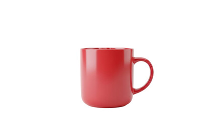 Isolated red ceramic mug for hot beverage, coffee or tea, kitchenware for home or office