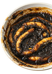 深みのある黒いソースに浸された美味しいウナギ料理、食欲をそそる絶品メニュー写真