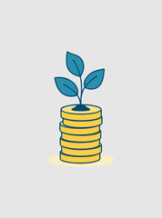 plants grow from piles of gold coins. b13.eps