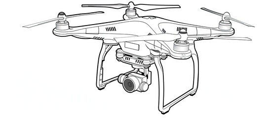 Drone Outline Flying, in Studio, Blank Background, aerial photography use