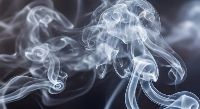 Abstract White Smoke Swirling in Dark Background for Artistic or Scientific Use