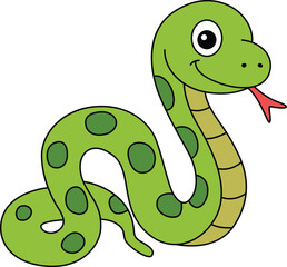 Cute Green Cartoon Spotted Snake Illustration