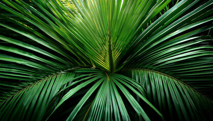 Lush Green Palm Fronds Tropical Rainforest Background Serene Nature Image