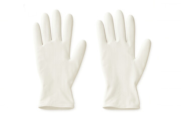 Pair of white medical gloves protecting hands from contamination and disease, symbolizing healthcare and hygiene