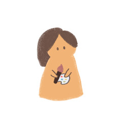 A girl holding brush and color palette emoticon 