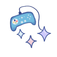 Colorful blue joy game with sparkle element emoticon