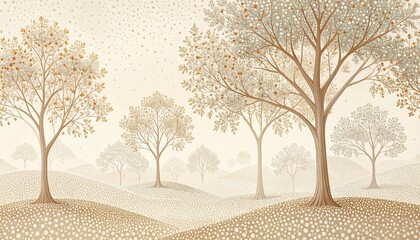 Decorative tree landscape illustration