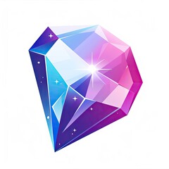 Faceted gemstone illustration shines, isolated on white background for virtual decor