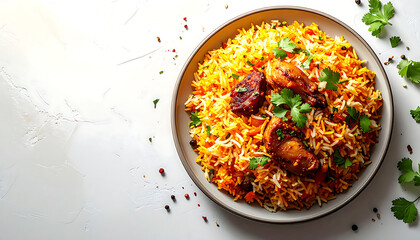 Biryani served on a minimalist plate