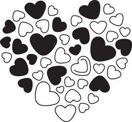 Heart Shapes Pattern Black and White Doodle Hearts for Love and Romance Design