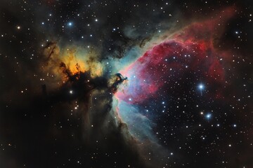 Obraz premium Nebula bursting with vibrant colors and countless stars in a deep cosmic landscape