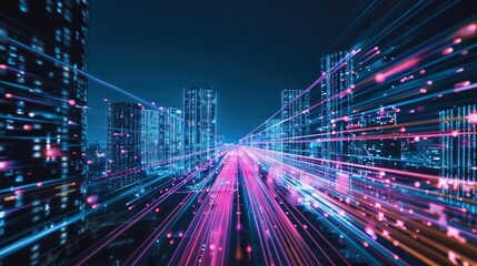 Fototapeta premium Technology smart city light architecture technology.