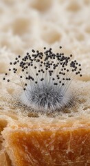 Mold Growth on Bread Closeup.