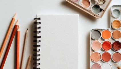 Open notebook, art supplies (1)