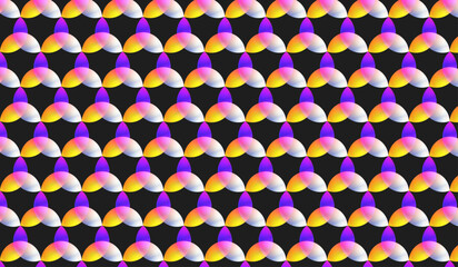 Modern geometric shapes seamless pattern with futuristic gradient on dark background