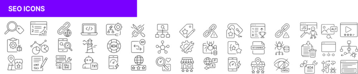 SEO Related Line Icon Set
