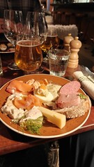 A traditional Julbord Christmas buffet spread of various dishes in Sweden