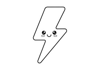 Cute Cartoon Lightning Bolt Character with Smiling Face and Cheerful Expression