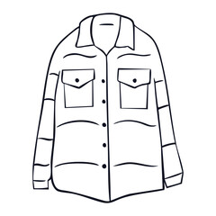 Illustration of a casual shirt with pockets and a collar in doodle style. Perfect for fashion, clothing mockups and graphic design. Vector illustration
