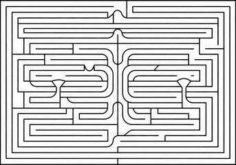 Intricate Black and White Maze Design for Puzzles and Games with Complex Pathways and Turns