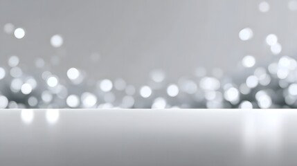 Tranquil, minimalist gray background with a soft, diffused glow and shimmering bokeh-like lights, creating a serene and elegant atmosphere.