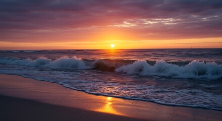 Obraz premium Colorful sunrise over beach