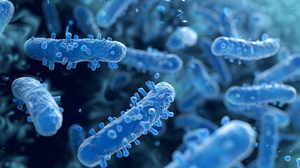 Obraz premium bacteria microscopic image,3D Rendered Microorganisms, Bacteria and Viruses, Microscopic Organisms, Pathogens, Microbiology Science Visualization