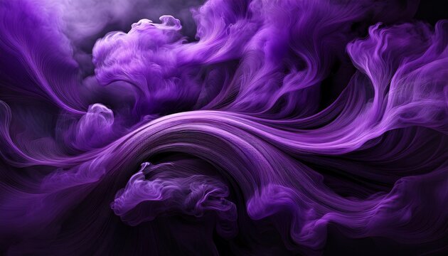 deep moody clouds of smoky black and purple twist dynamically creating a mysterious and intense abstract background with bold organic shapes