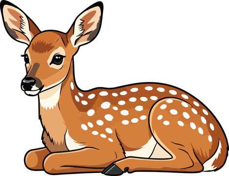 A cute baby deer lying lonely vector illustration
