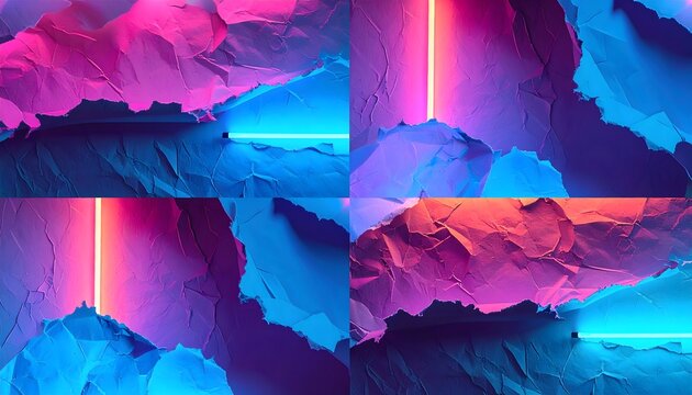Abstract Neon Mountain Landscape Background in Vibrant Pink and Blue 3D Render