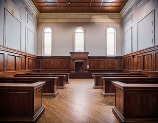 an empty wooden courtroom with benches courtroom wood empty legal justice trial court law judge attorney