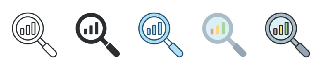 Market Research Icon Set Multiple Style Collection