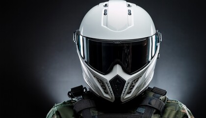 futuristic helmet and tactical gear