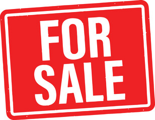 Red For Sale Sign with White Text on White Background vector