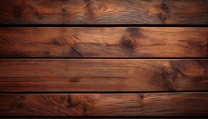 Fototapeta premium top view of a rustic wooden table with brown planks perfect for background or texture