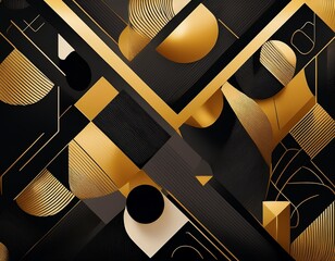 abstract geometric pattern with black and gold shapes