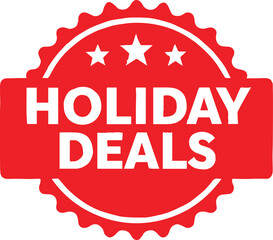 Red Holiday Deals Badge with Stars on Transparent Background sale discount