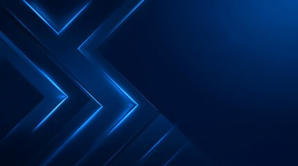 Obraz premium An abstract background featuring a dark blue color scheme with diagonal lines, geometric shapes, and neon-like overlapping elements, creating a modern and technological visual effect.