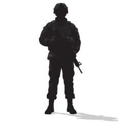 Army soldier silhouette vector