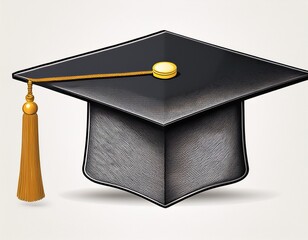 graduation hat with diploma image on white background
