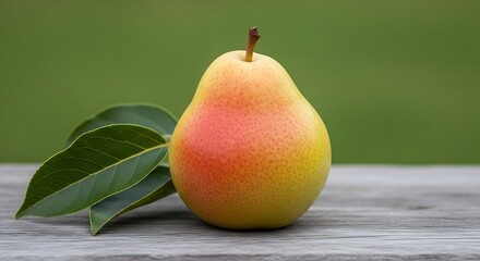Ripe Pear on Wooden Surface.