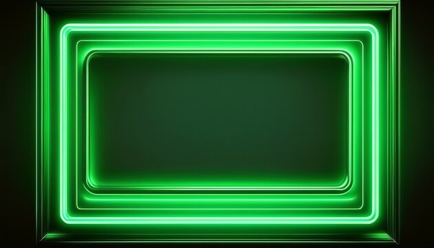 square rectangle picture frame with green neon border glowing neon sign in rectangle shape neon green square rectangle frame