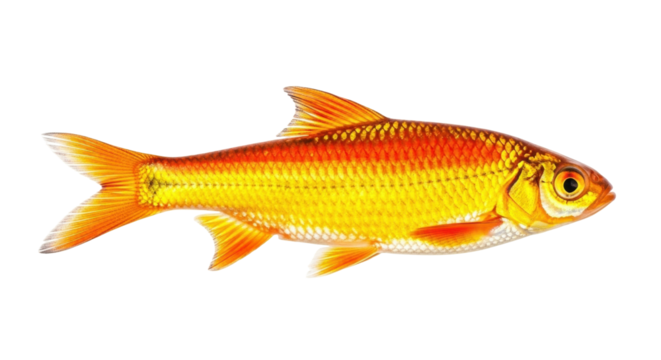 Isolated Golden Rudd (Scardinius erythrophthalmus) in Profile Against a Neutral Backdrop